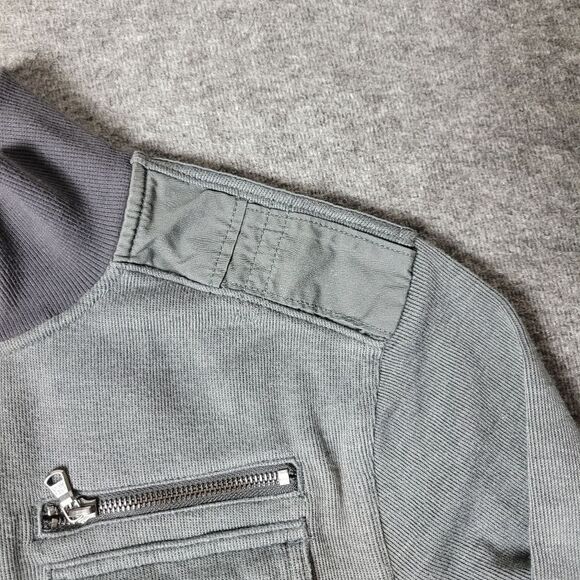 Rock & Republic Zip Up Jacket Mens M Gray Cotton Blend Mock Neck Front Pockets - Picture 4 of 10